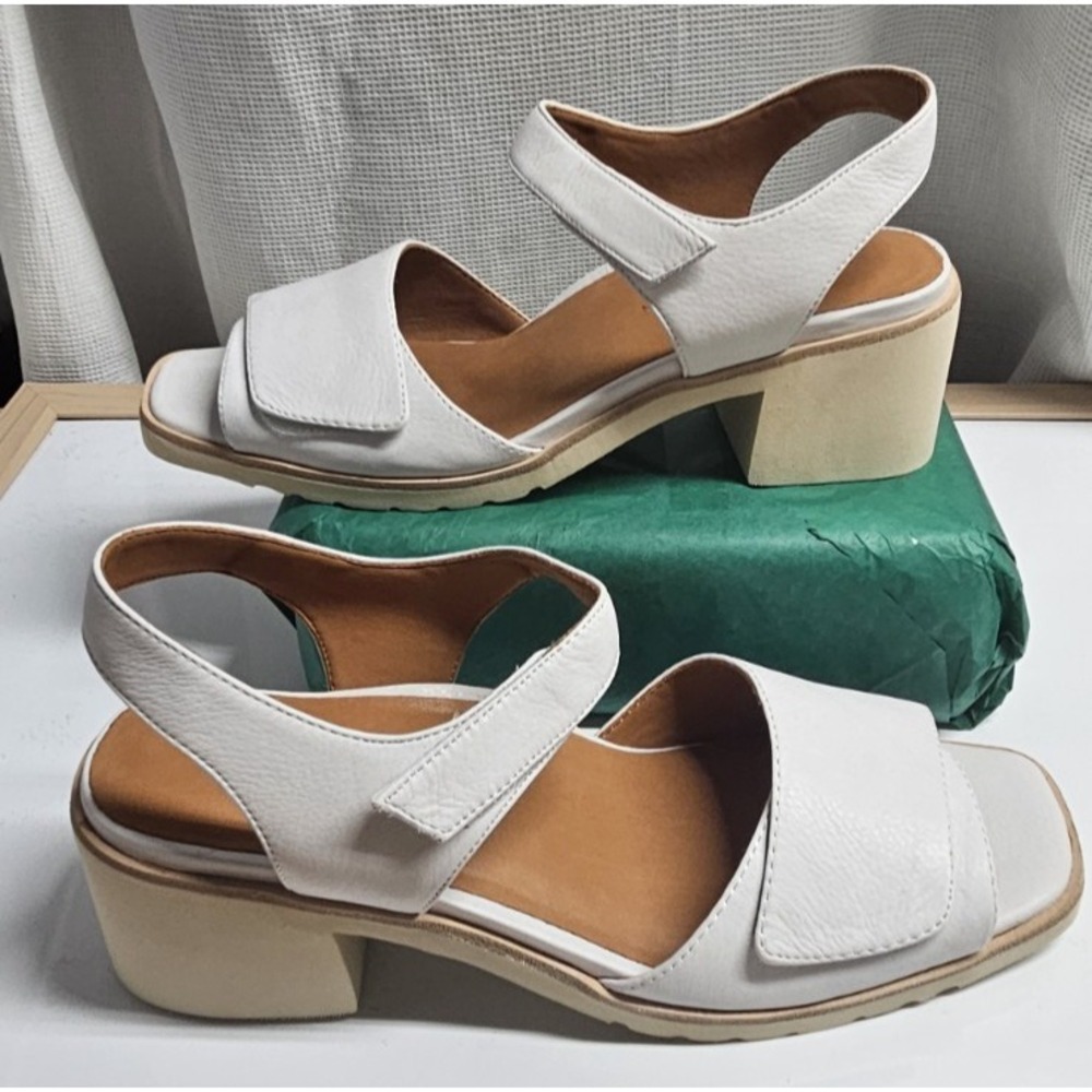 L'Amour des Pieds Women's Qerene Sandal Sz 11 White‎ Lamba block heels